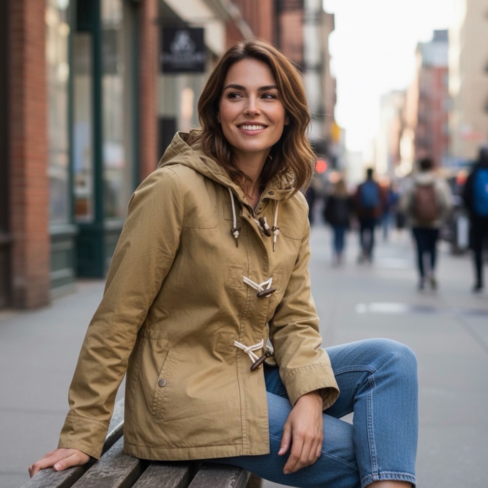 Celebrity Pink Women's Faux-Fur Trim Hooded Coat Jacket Beige Size M